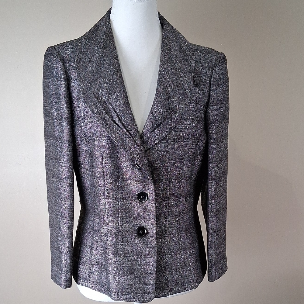 Kasper Women's Gray and Silver Blazer Size 6